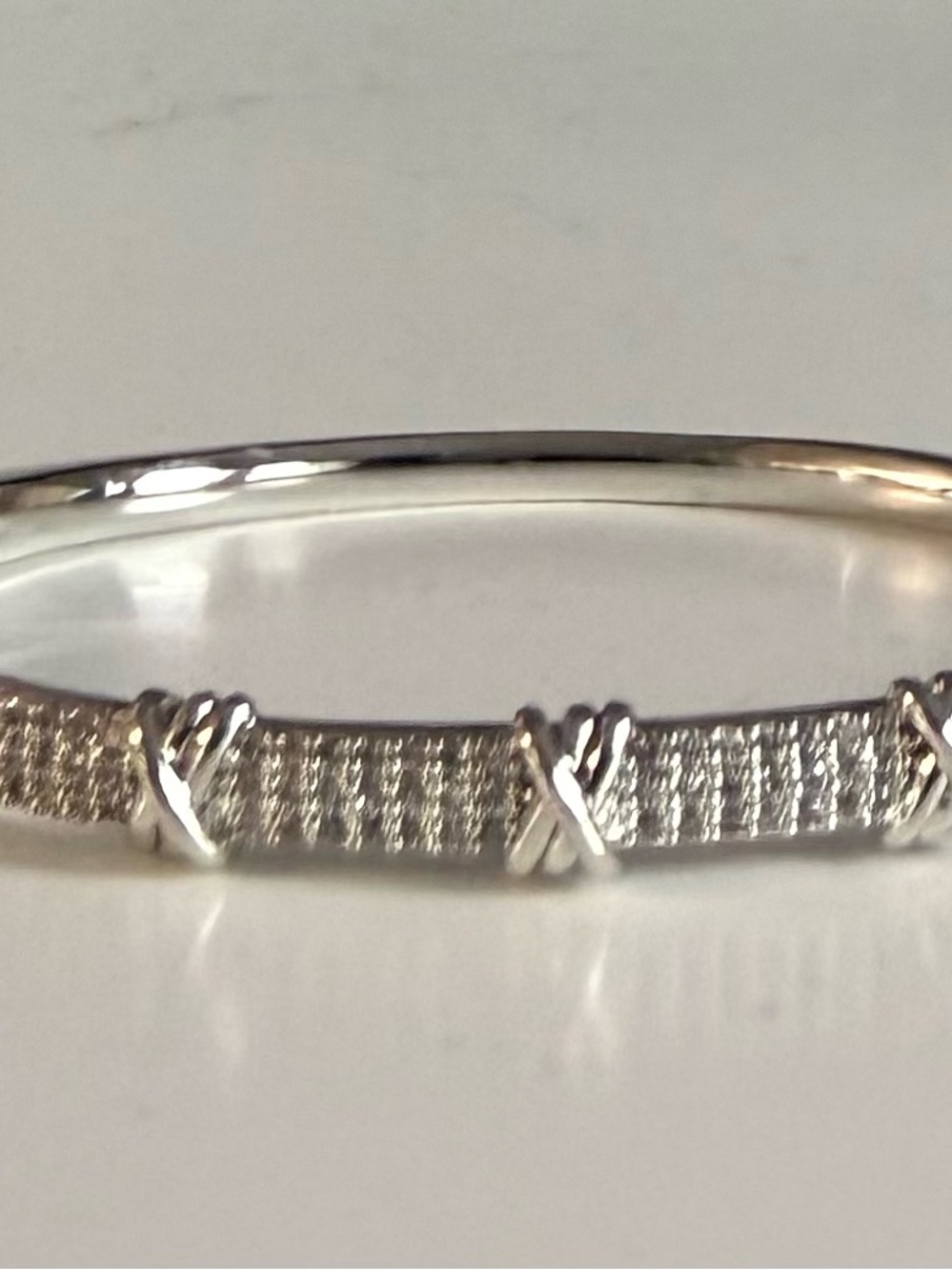 Silver Crystal X-Accent Bangle Bracelet